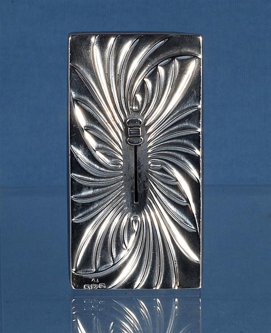 A Victorian silver card case, with thumb ejector by William Neale & Sons, Length 3 1/8”/80mm Width 1 ¾”/42mm Weight 1.6oz/45grm